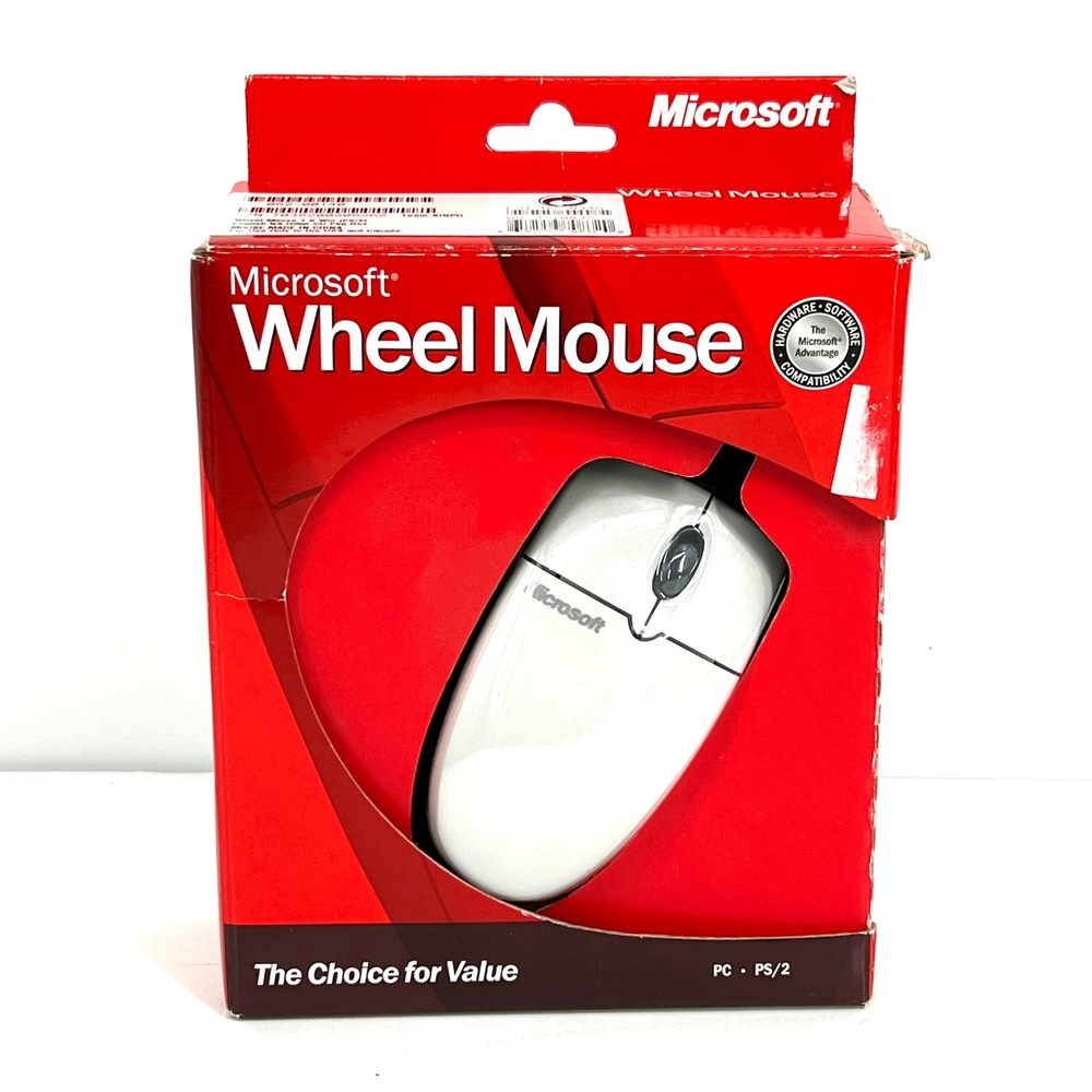 Microsoft Wheel Mouse 1.0 Vintage Wired PS/2 Mouse White New Sealed 062-00140